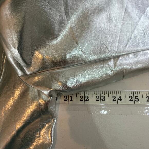 Avec Les Filles Silver Metallic Button Front Trench Coat Belted Medium *flawed - Picture 11 of 13